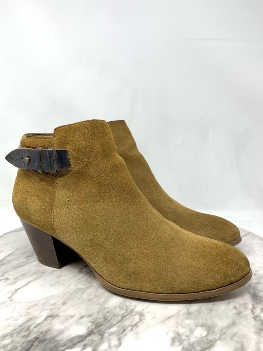 Guess Denice Brown Suede Strap Detail Ankle Bootie 8 Bohemian Rustic Classic